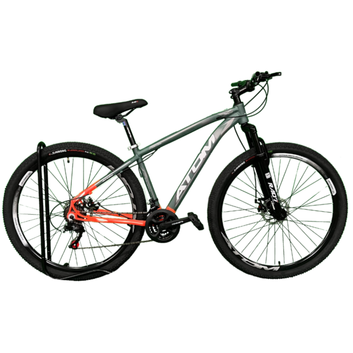 Bicicleta Aro 29 De Alumínio ATOM Masculina 21v Cinza/Laranja