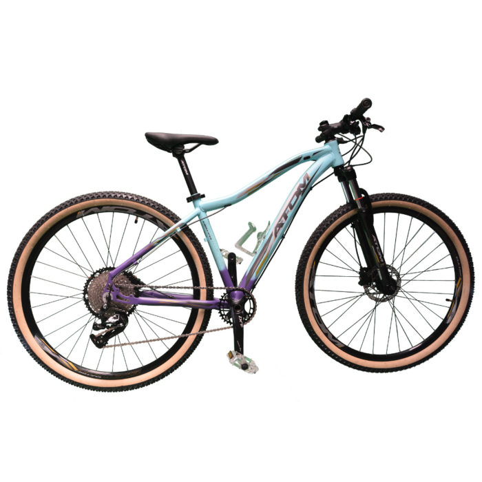 Bicicleta Aro 29 De Alumínio ATOM Feminina 1/12v Azul/Roxo
